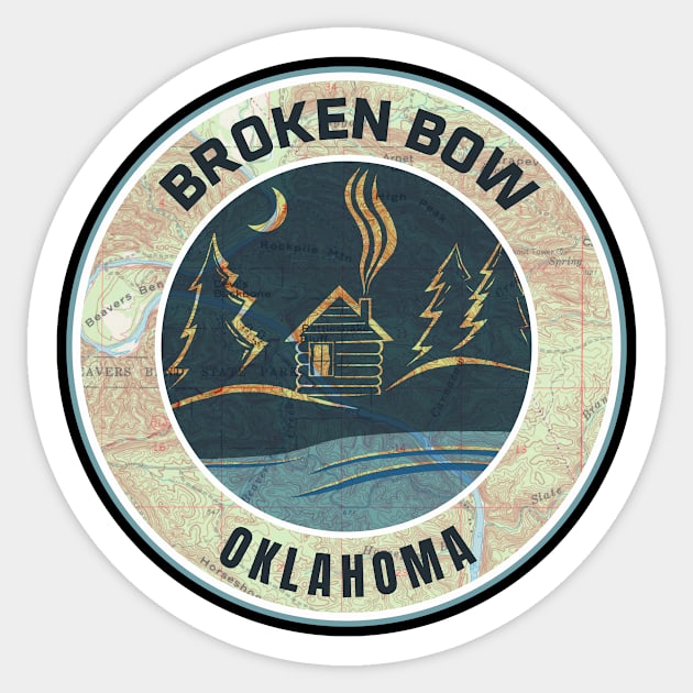 Map Design of Broken Bow Cabin Sticker by grahamwilliams